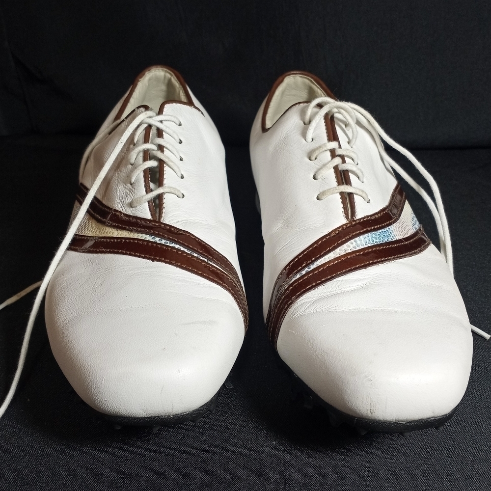 FootJoy White and Brown Athletic Golf Shoes, size 9